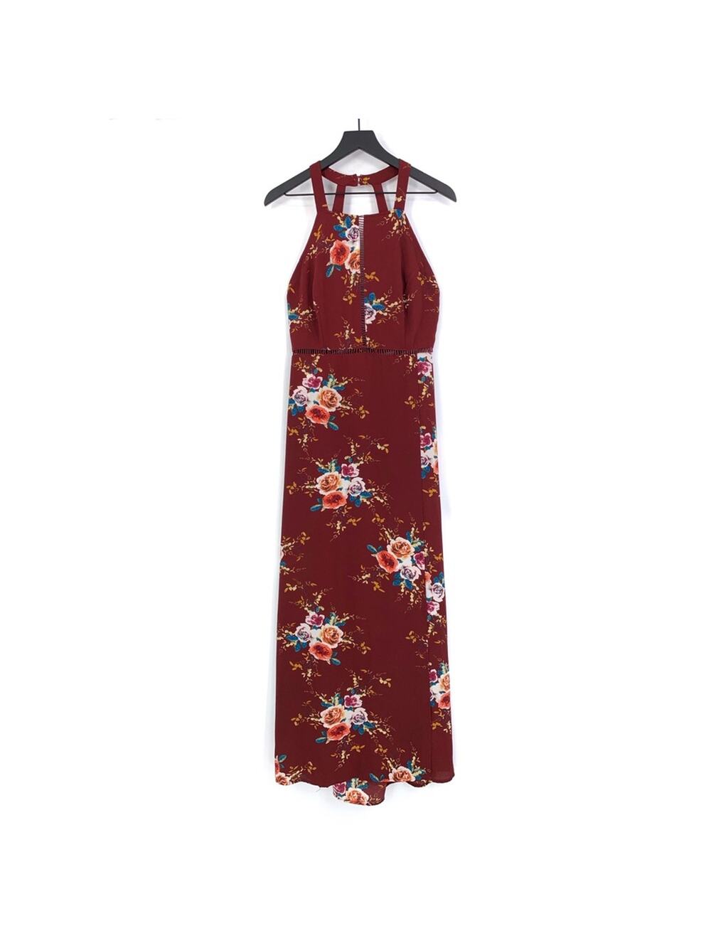 NWT ZESICA Floral Maxi Dress Burgundy L (M)